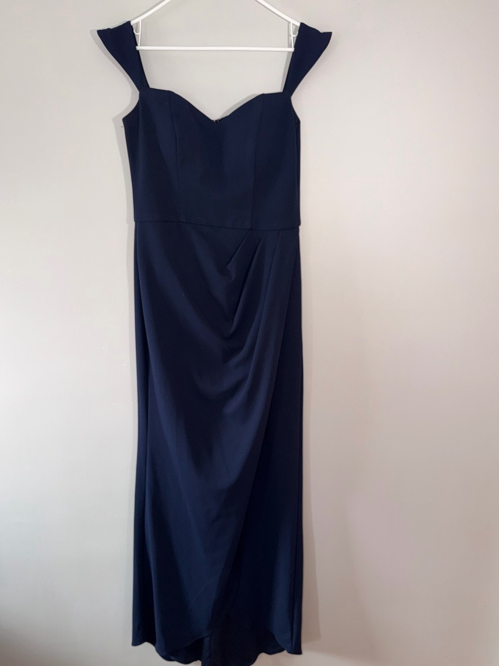 BHLDN Navy Draped Maxi Dress Sweetheart Cap Sleeve Sz 10